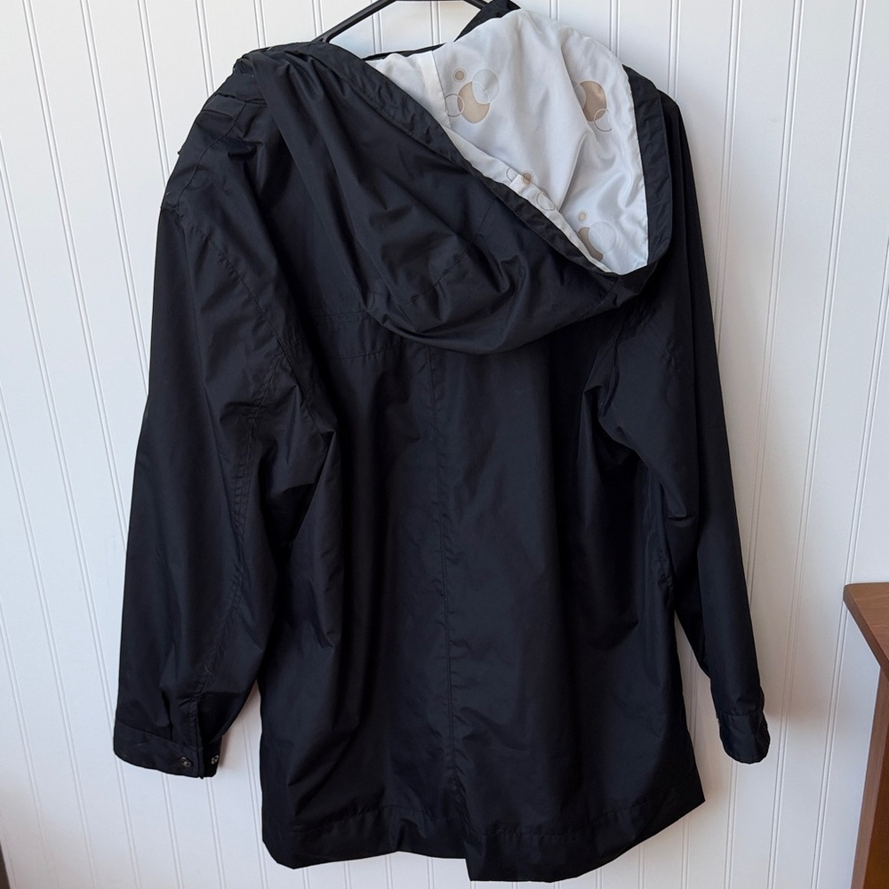 Free Country Black Hooded Raincoat with Light Gray Lining - Picture 3 of 4